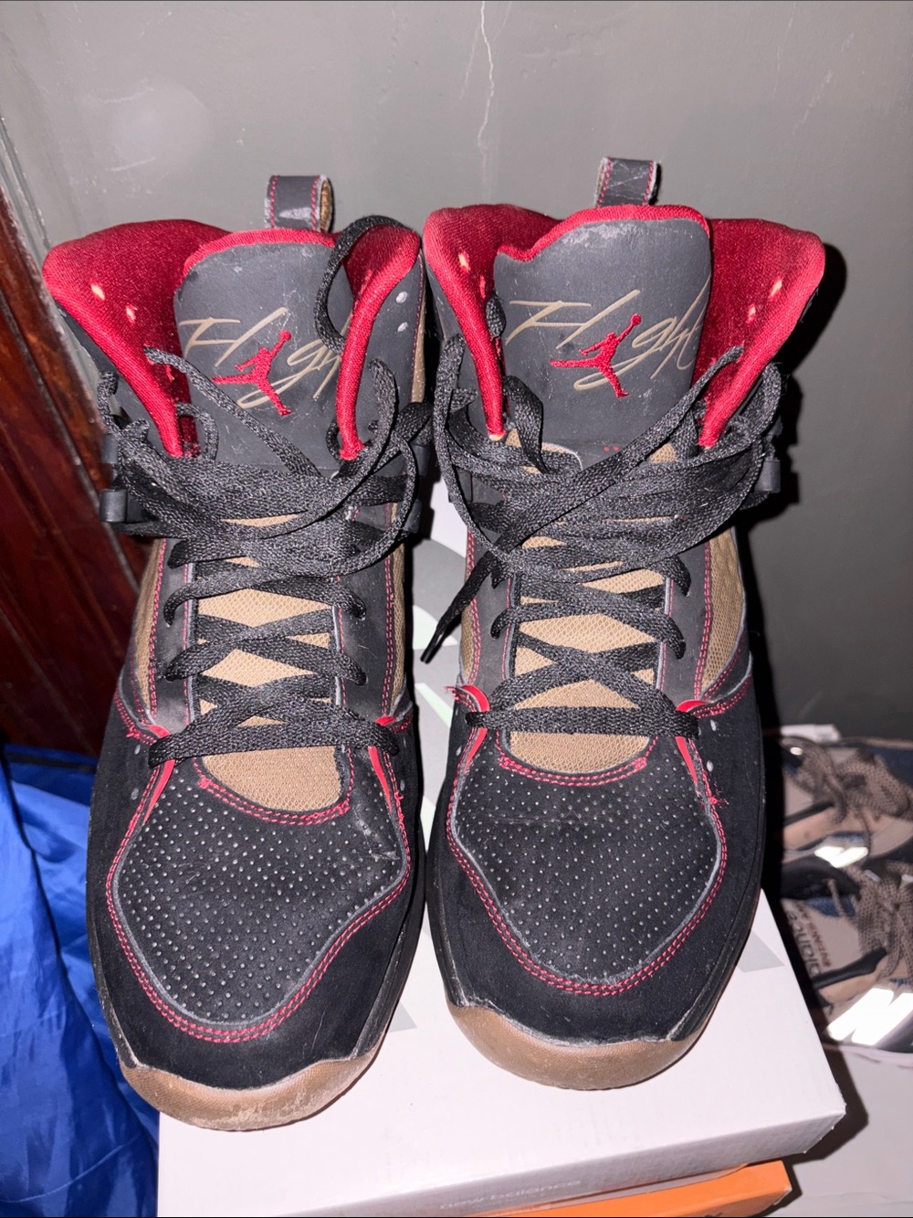 Air Jordan 45 High-Top Sneakers in Black, Red & Brown